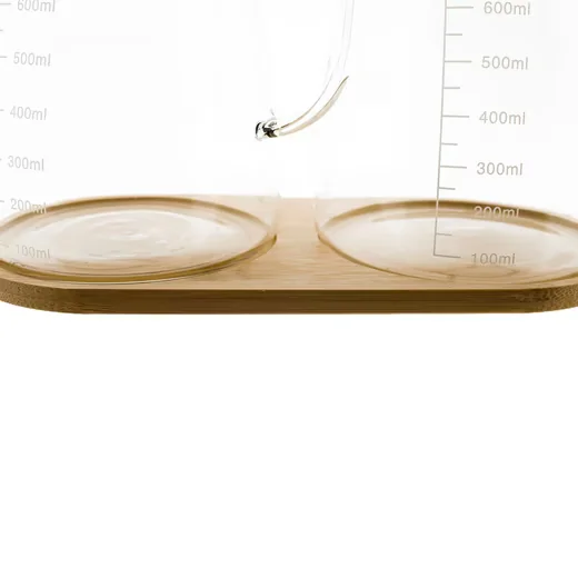 Ölspender 3-teiliges Ölbehälter-Set aus Glas mit Bambusdeckel & Untersetzer