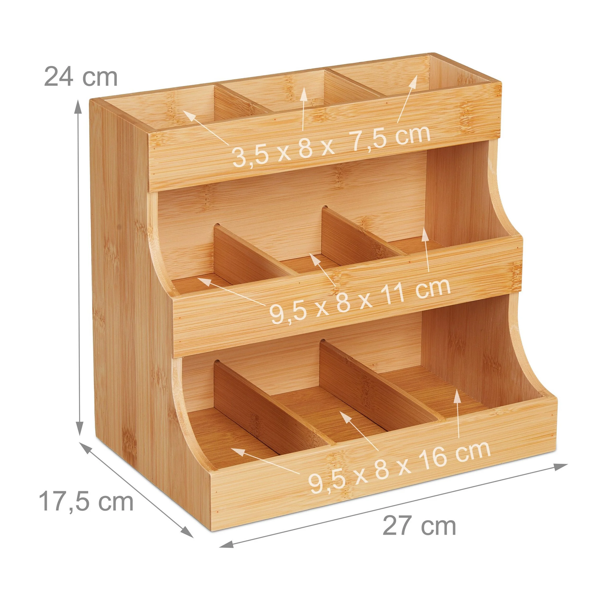 Teebox Tee Organizer aus Bambus 9 Fächer