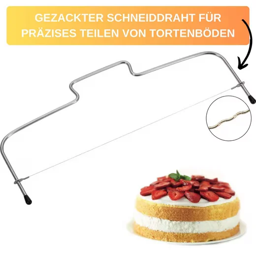 Tortenbodenteiler Premium mit gezacktem Schneiddraht