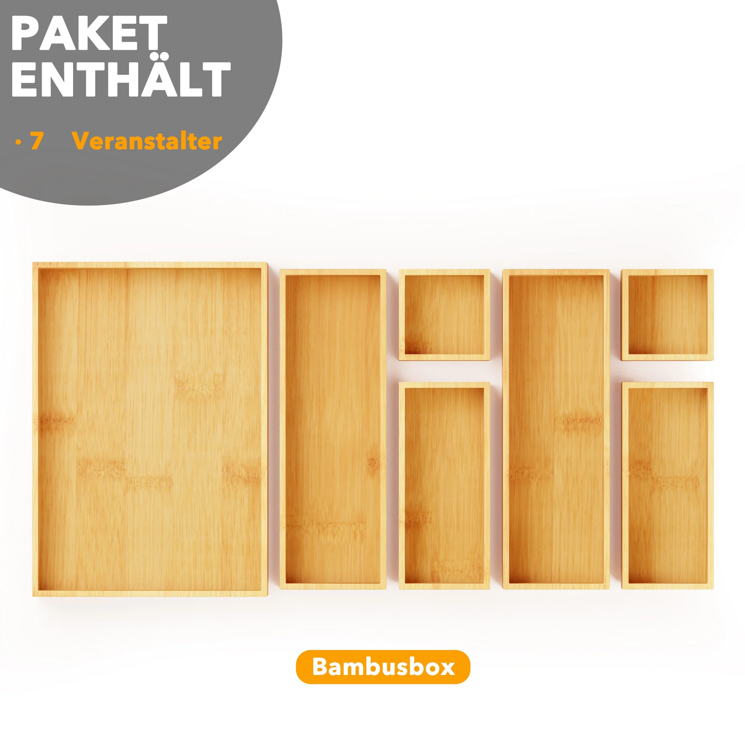 Aufbewahrungsbox Bambus-Schubladenorganizer-Aufbewahrungsboxen-Set