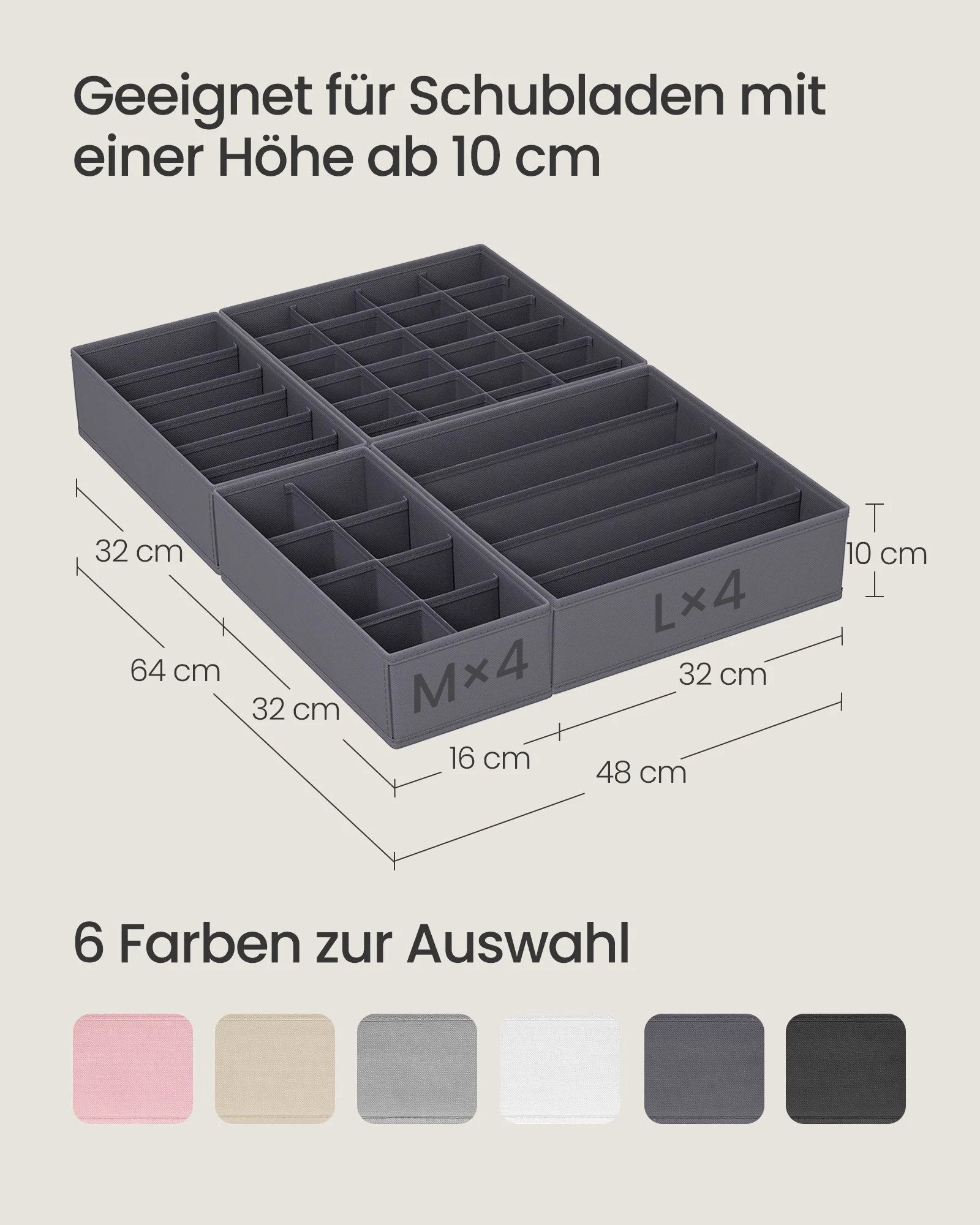 Aufbewahrungsbox Unterwäsche-Organizer, faltbar, Stoffboxen, für BHs Socken Krawatten