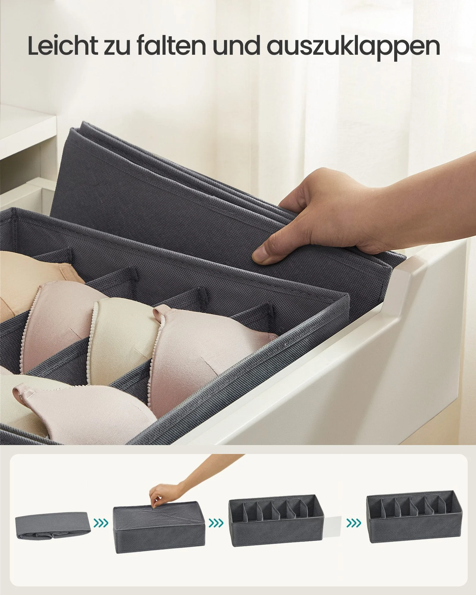 Aufbewahrungsbox Unterwäsche-Organizer, faltbar, Stoffboxen, für BHs Socken Krawatten