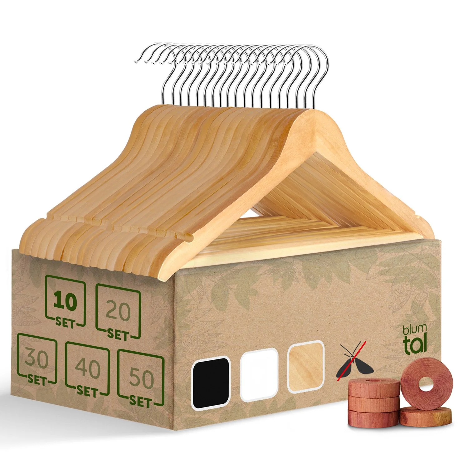 Kleiderbügel Rutschfest aus Holz mit Rockkerbe und Hosensteg