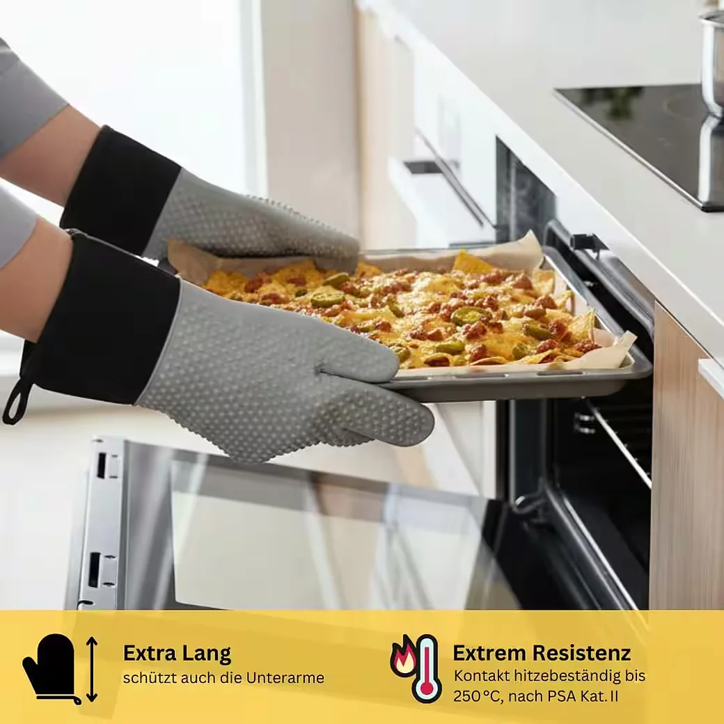 FIRE STONE Silikon Grill und Ofenhandschuhe hitzebeständig 250 Grad