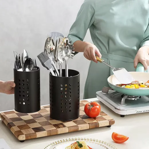 Besteckhalter 2er Set Küchenutensilienhalter aus Edelstahl, für Arbeitsplatte