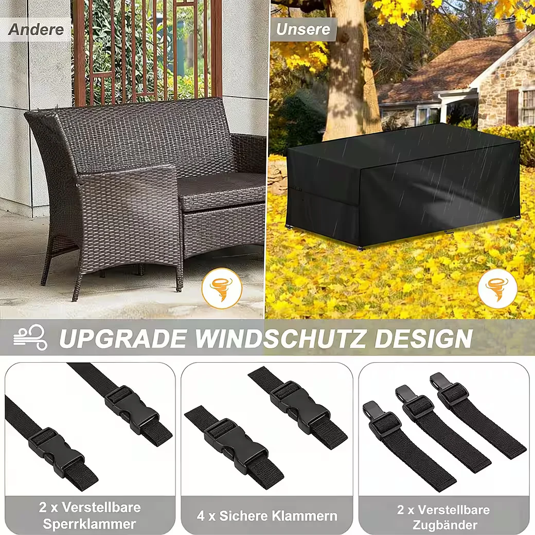 IBETTERTEC Gartenmöbel Schutzhülle 420D Oxford wasserdicht rechteckig