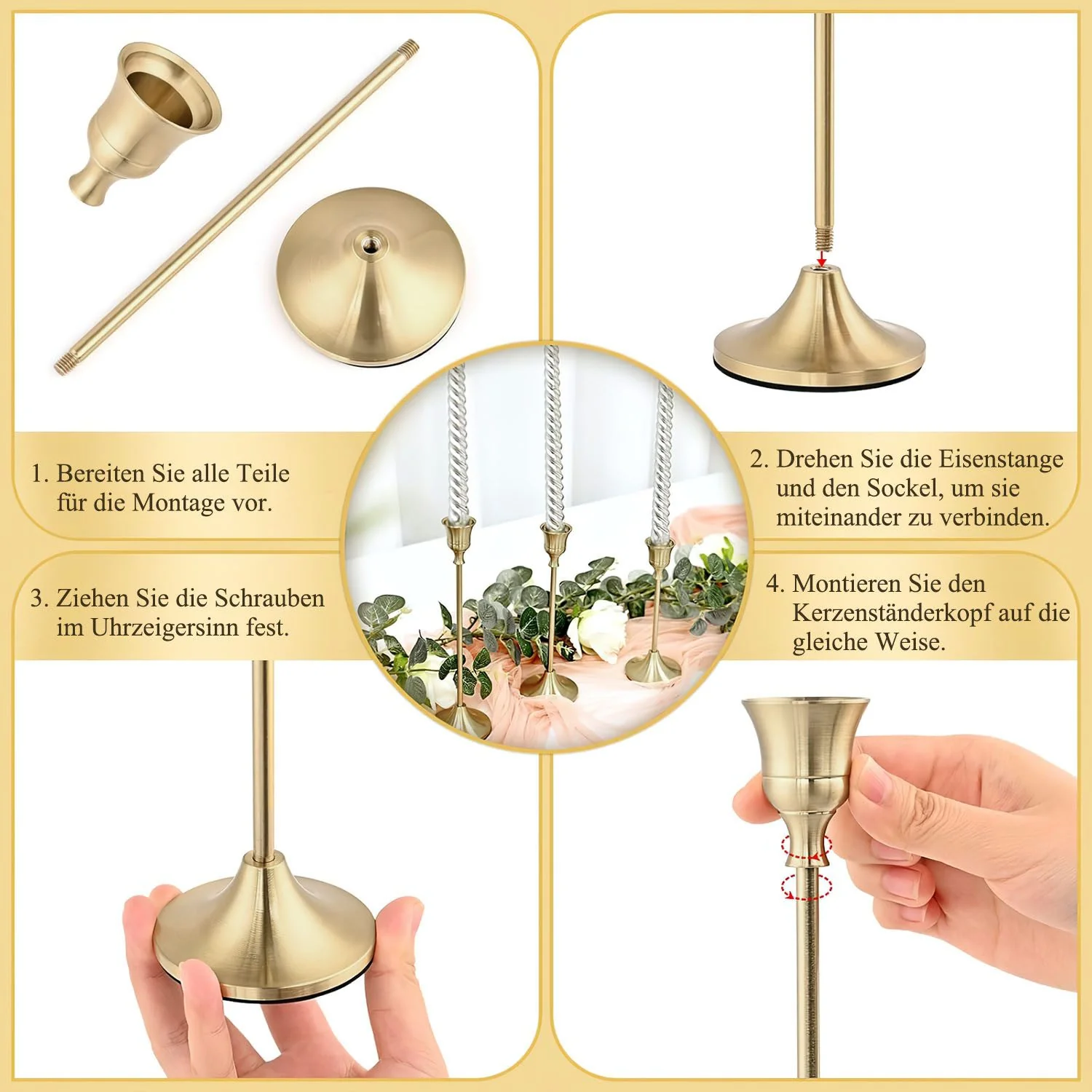 HEYHIPPO Kerzenständer Vintage 3er Set Tischdeko Candlelight Dinner
