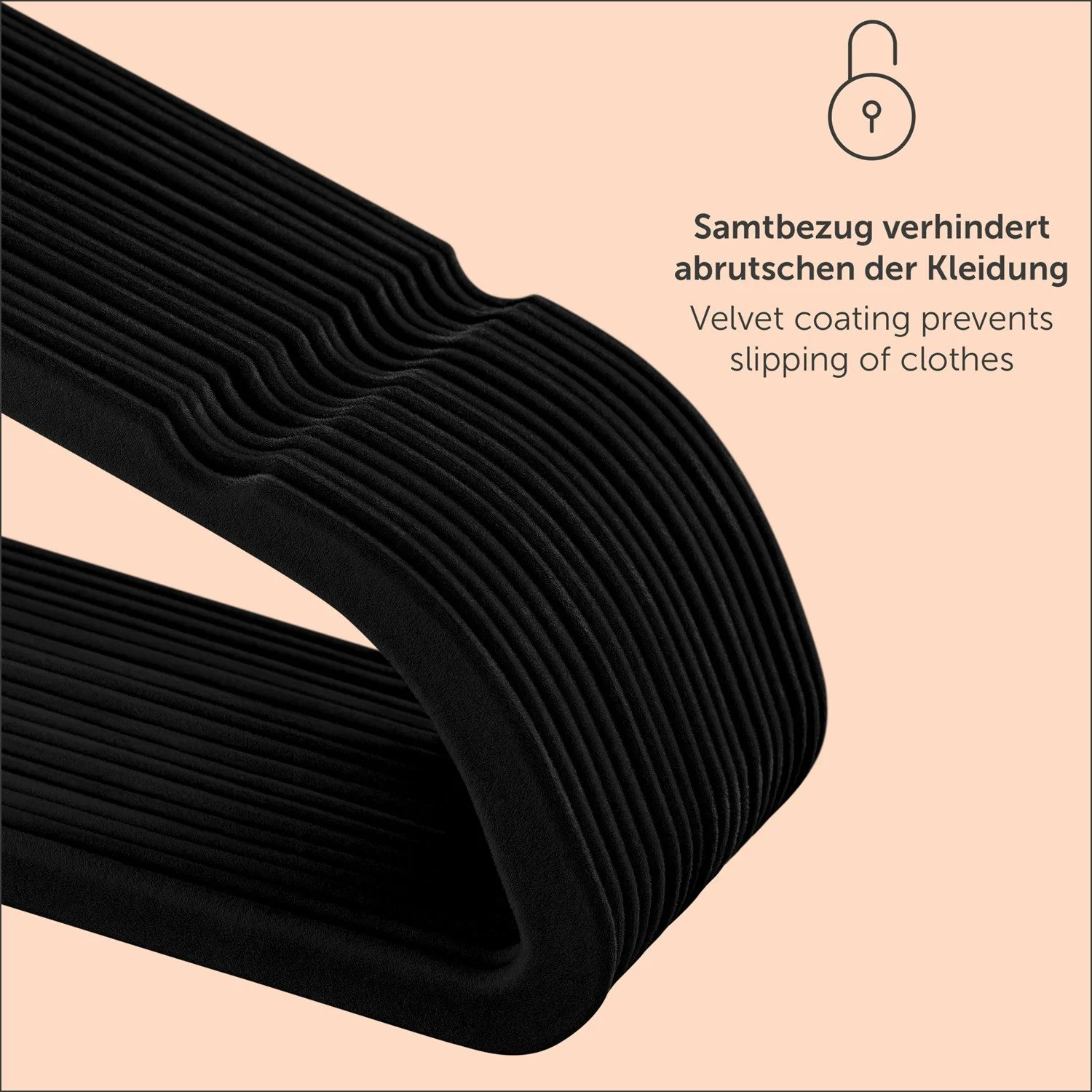 Kleiderbügel Rutschfest - Samtoptik - Platzsparend