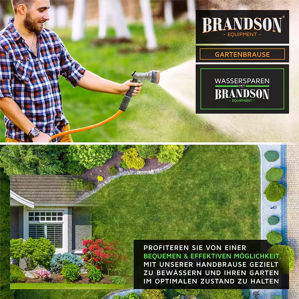 Brandson Metall Garten Handbrause 8 Sprühmuster Gartenpistole