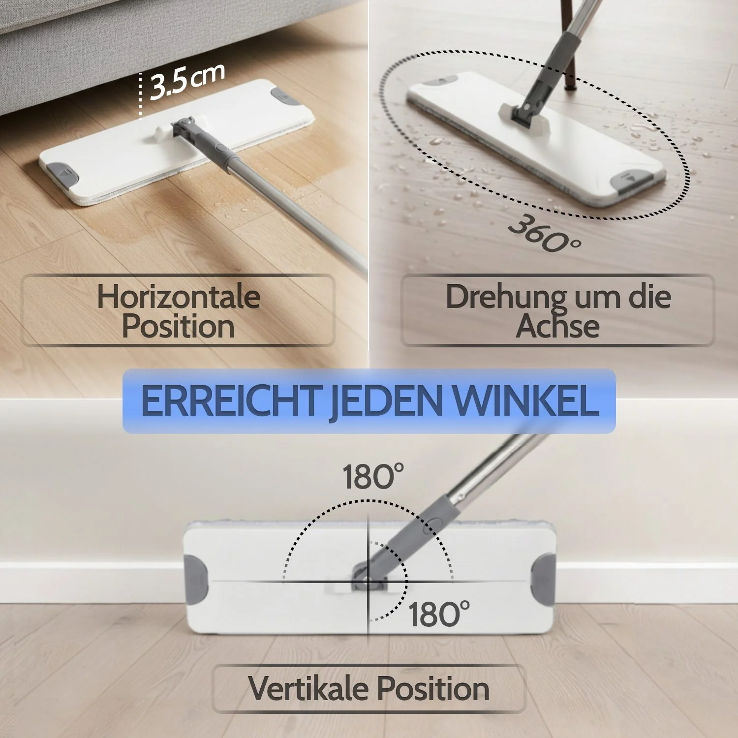 ALLYSON Bodenwischer Set mit 2-Kammer Putzeimer, Schmutz-/Frischwasser