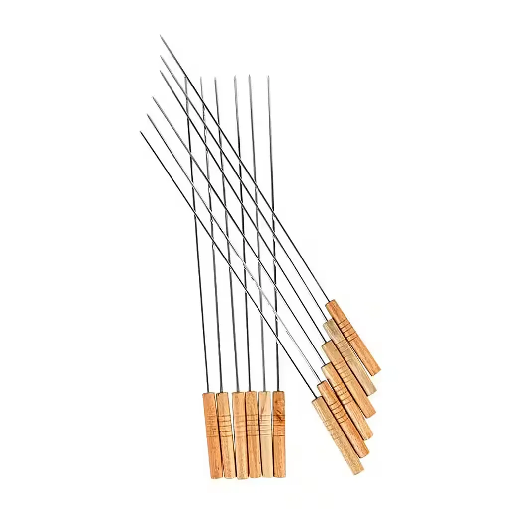 Buri BBQ Grillspieße 12er Set 48 cm Schaschlikspieße Fleischspieße