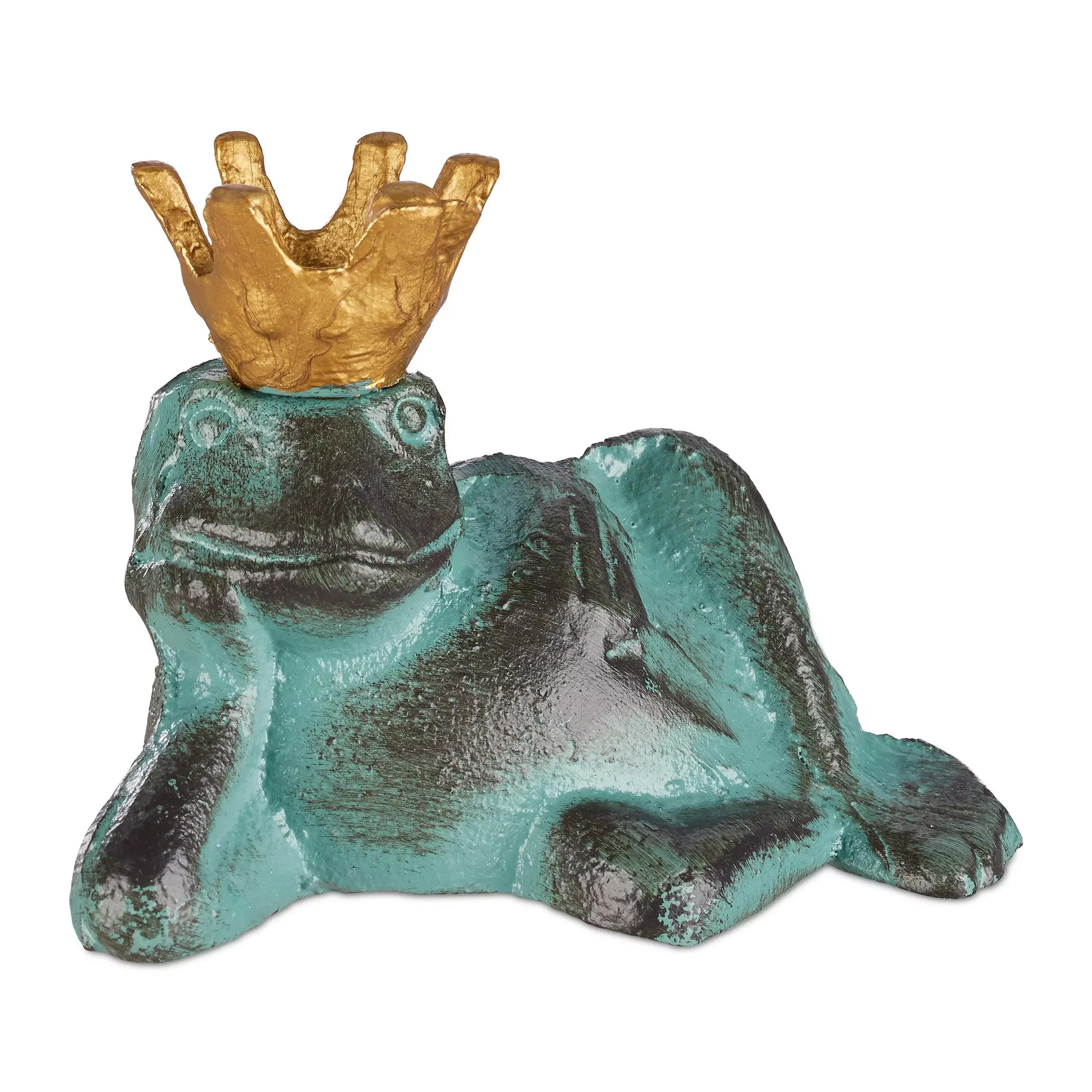 Relaxdays Gartenfigur Froschkönig M Dekofigur für Garten und Balkon