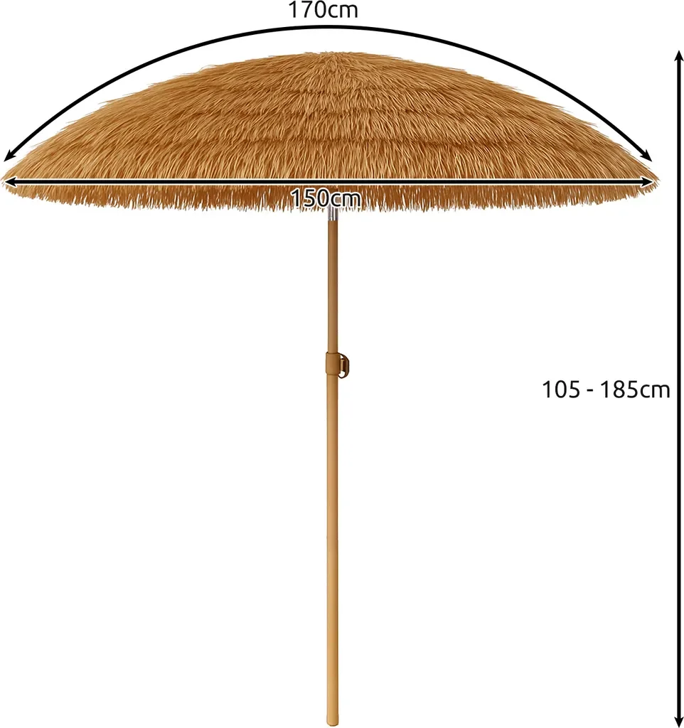 Gardlov Hawaii Sonnenschirm 170 cm höhenverstellbar neigbar klappbar