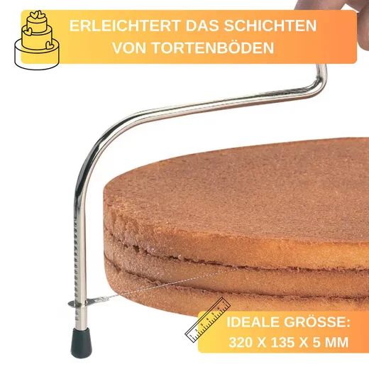 Tortenbodenteiler Premium mit gezacktem Schneiddraht