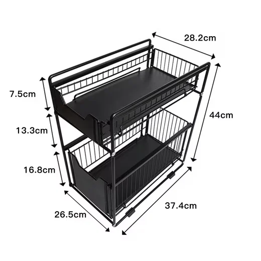 Küchenregal Schubladenregal mit 2 Körben Waschbecken Regal Unterschrank Organizer