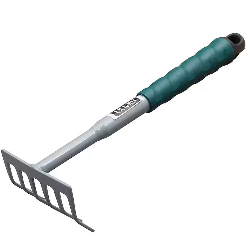 SIENA GARDEN Kleinrechen 6 Zinken für Wechselstiel, anthrazit/grün