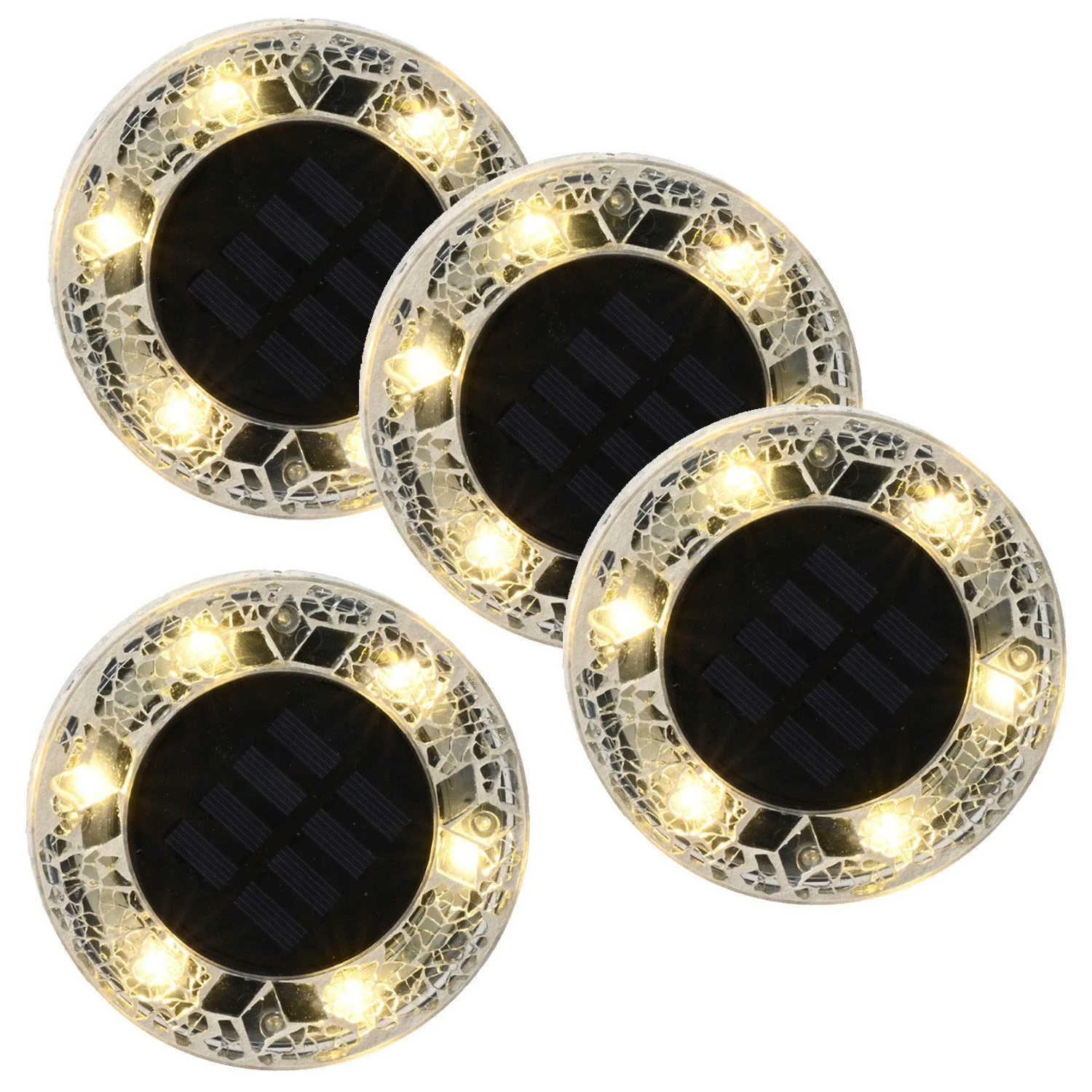 MARELIDA Solar LED Wegleuchte Bodenleuchte Mosaikoptik Außen 4er Set