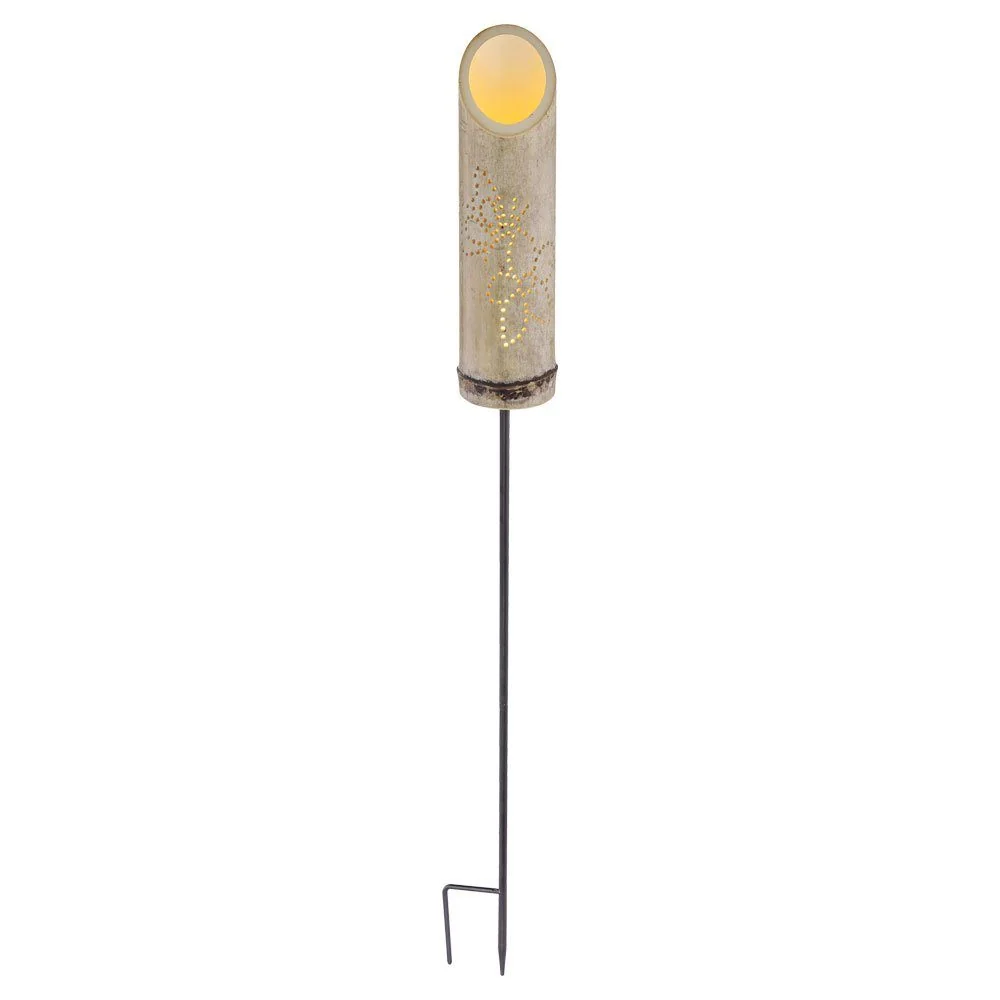 GLOBO LIGHTING LED Solar Steckleuchte Bambus 2er Set warmweiß Garten